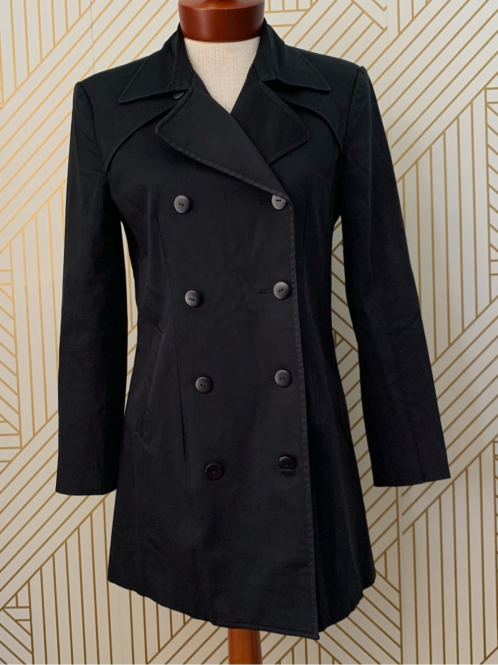 Vintage Y2K Max Studio Cotton canvas Double Breasted pea Coat minimalist preppy